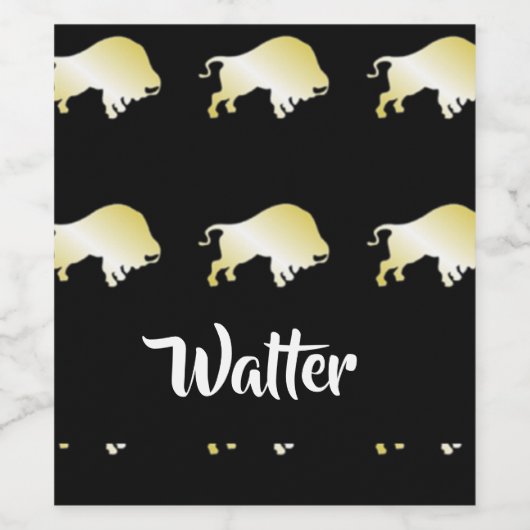 Goldbüffel auf schwarz weinetikett (Einzelnes Label)