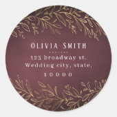 Goldburgunde-Rücksendeadresse Runder Aufkleber (Vorderseite)