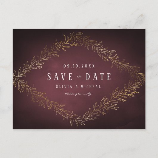 Goldburgunder, botanisch Save the Date Ankündigungspostkarte (Vorderseite)