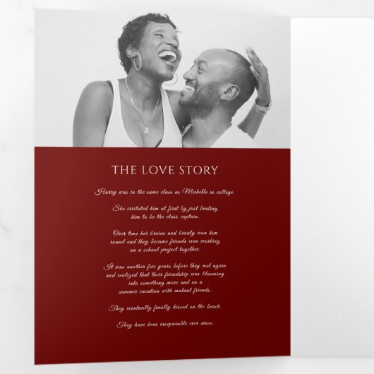 Goldburgunder-Monogramm-Kranz-Widmung Dreifach-gefaltete Programmkarte (Innen Erste Seite)