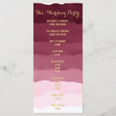 Goldburgundes Aquarellfarbenprogramm für Hochzeite Programm (Rückseite)