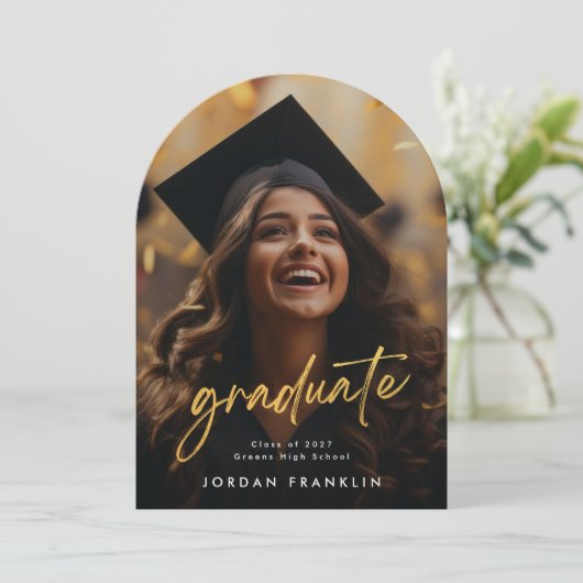 Goldbürste Ankündigung des Fotos für den Schulabsc (Stehend Vorderseite)