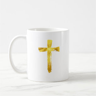 Goldbürsten-Kreuz - christliches religiöses Kaffeetasse