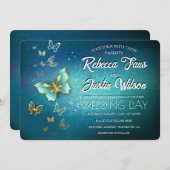 Goldbutterfische Modern Boho Einladung (Vorne/Hinten)