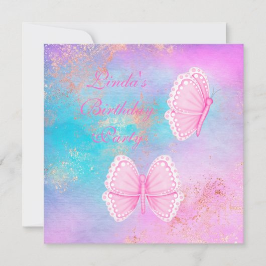 Goldbutterling aus Pastellmarmor Einladung (Vorderseite)