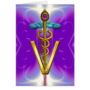 GOLDcaduceus-VETERINÄRsymbol lila Fuchsie