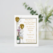 Goldchampagne-Party Einladung (Stehend Vorderseite)