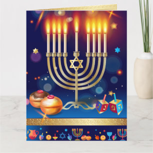 Goldchanukkas schöne Menorah Gruß-Karte Dankeskarte