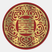 Goldchinesischer Doppelglücksbringer Hochzeitstick Runder Aufkleber (Vorderseite)