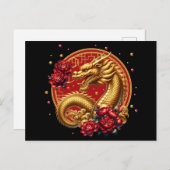 Goldchinesischer Neujahrsdrache Postkarte (Vorne/Hinten)