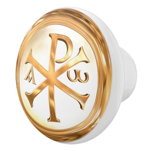 Goldchirho-Monogramm Keramikknauf (Rechts)