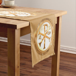 Goldchirho-Monogramm Kurzer Tischläufer