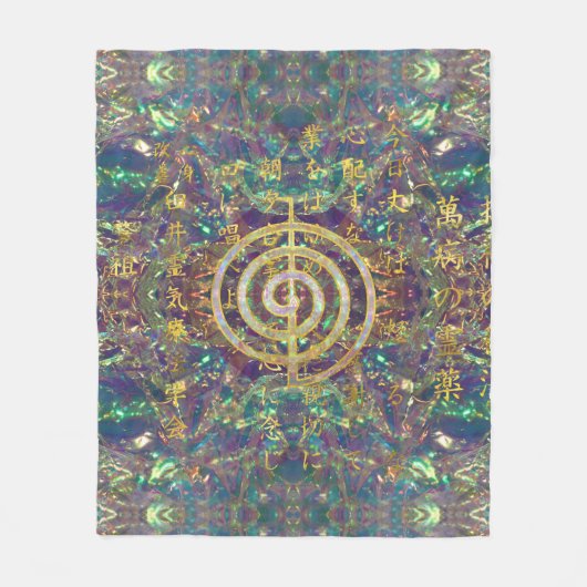 GoldChoku Rei Symbol und Reiki Gebote Fleecedecke (Vorderseite)