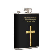 Goldchristliches Glaubenkreuz mit lustigem Flachmann (Rechts)