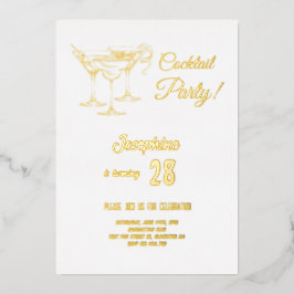 Goldcocktail Geburtstagsparty Folieneinladung