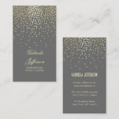 Goldconfetti-grauer eleganter Glamour Vintag Visitenkarte (Vorne/Hinten)