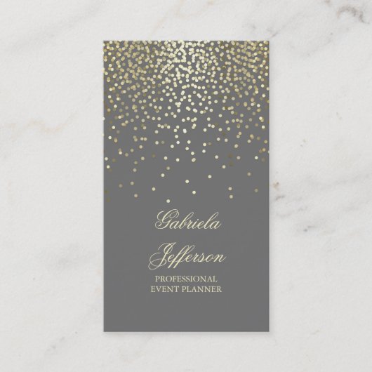 Goldconfetti-grauer eleganter Glamour Vintag Visitenkarte (Vorderseite)