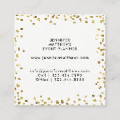 Goldconfetti-moderner Monogramm-Event-Planer Quadratische Visitenkarte (Rückseite)