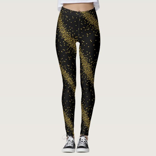 Goldconfetti-Party punktiert schwarze oder Leggings (Vorderseite)
