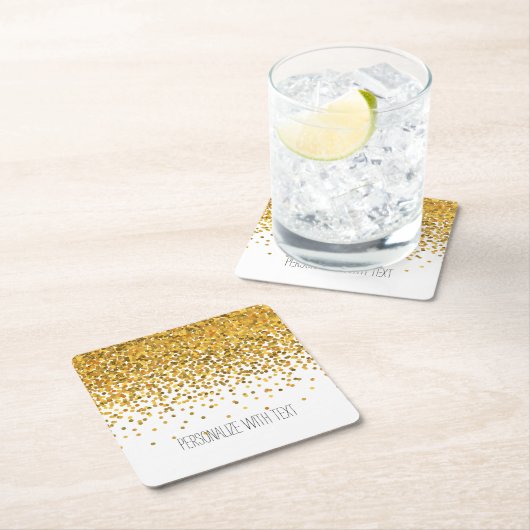 GoldConfetti Rechteckiger Pappuntersetzer (Vor Ort)