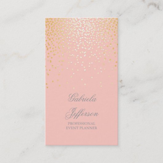 Goldconfetti-Rosa-eleganter Glamour Vintag Visitenkarte (Vorderseite)