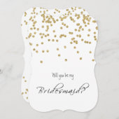GoldConfetti - sind- Sie meine Brautjungfer? Einladung (Vorne/Hinten)
