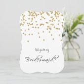 GoldConfetti - sind- Sie meine Brautjungfer? Einladung (Stehend Vorderseite)