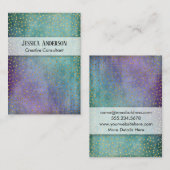 GoldConfetti über lila u. aquamariner Visitenkarte (Vorne/Hinten)