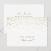 Goldconfetti-weiße Einladung (Vorne/Hinten)