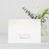 Goldconfetti-weiße Einladung (Stehend Vorderseite)