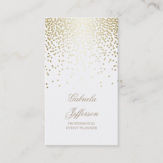 Goldconfetti-weißer eleganter Glamour Vintag Visitenkarte (Vorderseite)