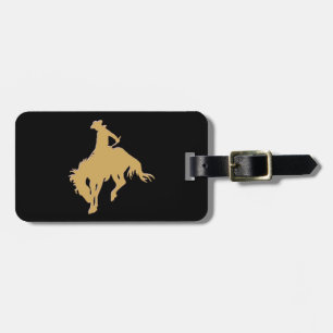 Goldcowboy-sträubendes Pferdeschwarzes Gepäckanhänger