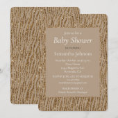 Goldcreme Brown Glitzer Zebra Print Baby Dusche Einladung (Vorne/Hinten)