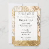 Goldcreme Elfenbeintiere Abstrakt Einladung (Vorderseite)