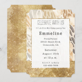 Goldcreme Elfenbeintiere Abstrakt Einladung