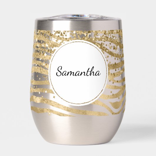 Goldcreme Glitzy Glitzern Zebra Name (Vorderseite)