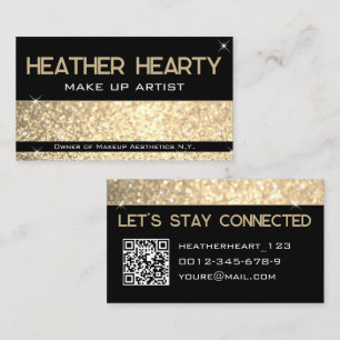 Goldcreme Golden Beige Glitzer QR Code Visitenkarte