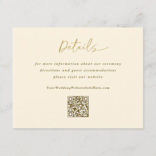 Goldcreme Hochzeit Moderne Handschrift Details QR Begleitkarte