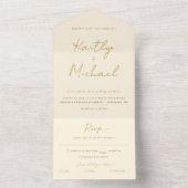 Goldcreme Hochzeit Moderne Träne aus UAWG All In One Einladung (Innen Boden)