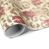 Goldcreme Leopard Red Lips Geschenkpapier (Rolleneckpunkt)
