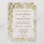 Goldcreme Orchid-Blume Romantische Hochzeit Einladung (Vorne/Hinten)