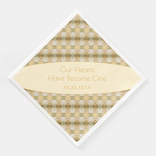 Goldcreme und grün mit Grau Serviette (Ecke)