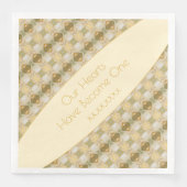 Goldcreme und grün mit Grau Serviette (Vorderseite)