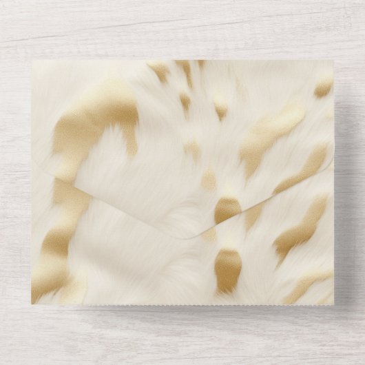 Goldcreme Weißer Western All In One Einladung (Rückseite)