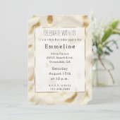 Goldcreme Weißer Western Einladung (Stehend Vorderseite)