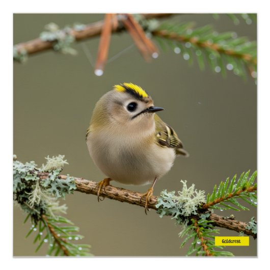 Goldcrest Macro Wildlife Poster (Vorderseite)