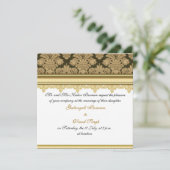 Golddamasbrocade Hindu Hochzeit Einladung (Stehend Vorderseite)