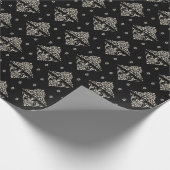 GoldDamaskus auf Viktorianisch inspirierten Schwar Geschenkpapier (Ecke)