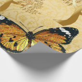 GoldDamaskus mit Goldgräbern und Schmetterlingen Geschenkpapier (Ecke)