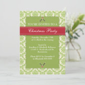 Golddamast-Feiertags-Party Einladung (Stehend Vorderseite)